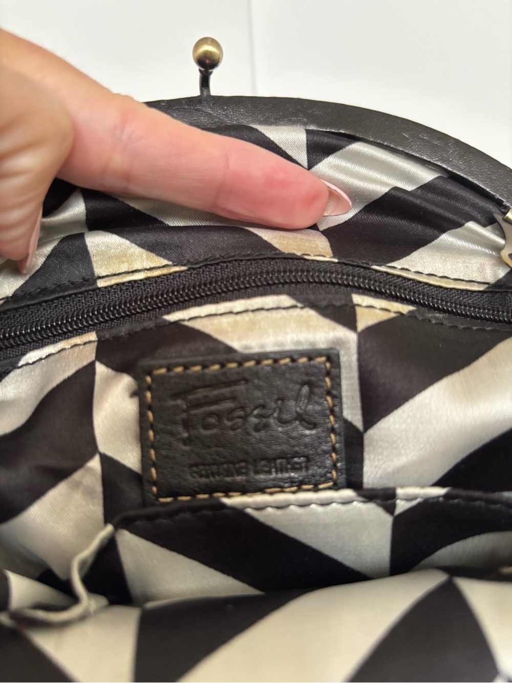 Fossil Dark Brown Leather Clutch with Chain Strap - Picture 4 of 4